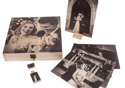 Custom printed timber gift box set with prints, USB and box