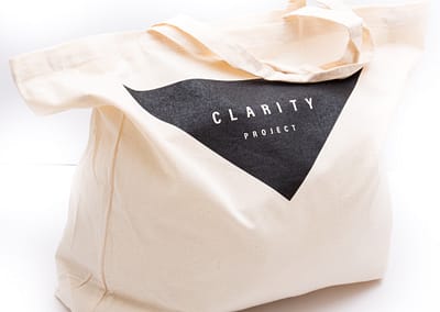 Screen printed calico carry tote bag